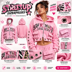 Veste courte zippée personnalisée pour femme, style gothique punk techwear, avec sangle à boucle et anneau en D, manches oversize, streetwear, en polaire - Product Image 5