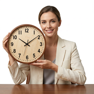 Creative Wooden Mechanical Wall <b>Clock</b> Eco-Friendly Design Modern Silent Battery Operated Waterproof Abstract Geometric Easy Read - Product Image 1