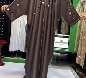New2026 Selling Abaya Modest Dubai Beaded Sequined <b>Long</b> Sleeve Abaya Muslim Traditional Handmade Wedding Women Breathable V Neck - Product Image 6