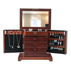 Large Brown Wooden <b>Storage</b> <b>Box</b> 5-Layer Jewelry Organizer with 4 <b>Drawers</b> - Product Image 4