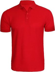 Polo Rojo para Hombre, Manga Corta, Corte Regular, Color Sólido, Ropa de Trabajo Informal, Logotipo Personalizado - Product Image 2