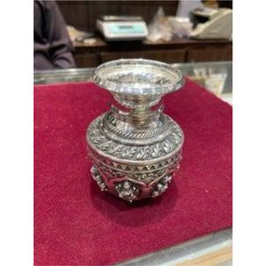 Kalash Decorativo Plateado con Ganesha, Lujosa Lata Metálica para Pooja, Regalo de Boda India, Decoración para el Hogar, Kalash Religioso para Puja - Product Image 2