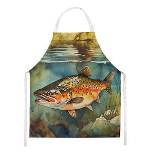 Brown Trout Large Multicolor Kitchen <b>Apron</b> for <b>Cooking</b> Baking Crafts Gardening-Unisex for Adults <b>Men</b> and Women - Product Image 1
