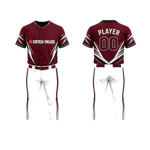 Catch Fields <b>Baseball</b> Uniform <b>Set</b> Men's Short Sleeve Jersey Pants Sublimated Polyester Moisture Wicking All Seasons - Product Image 2