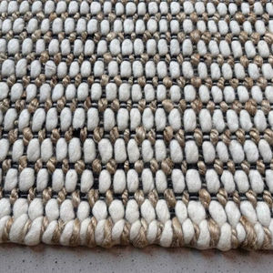 Alfombra Abstracta Hecha a Mano de Mezcla de Yute y Lana, Fibra Natural Ecológica, Apta para Mascotas, Alfombra de Dos Tonos con Textura Moderna - Product Image 5