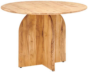 Table à manger en bois d'acacia, base ronde, style moderne, finition naturelle, bois indien, pour la maison, la cuisine, la ferme, l'hôtel - Product Image 6