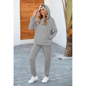 Ensemble survêtement molletonné premium pour femme – Hoodie et pantalon amples, coupe oversize, style athleisure décontracté, streetwear, entraînement, jogging - Product Image 3