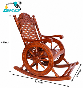 Fauteuil à bascule en bois artisanal traditionnel Gurukurpa Premium, dossier en échelle, écologique, durable, léger, chambre à coucher, hôtel - Product Image 4