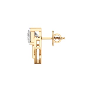 Boucles d'oreilles clous en diamant taille princesse géométrique en or massif 14 carats, design minimaliste pour femme, à porter au quotidien - Product Image 2