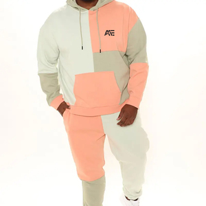 Men’s Cotton <b>Blend</b> Fleece Tracksuit | Color Block Pullover Hoodie & Jogger Set | OEM ODM Apparel Supplier - Product Image 6