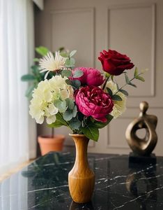 Modern Wooden Flower Vase Handmade Tabletop Bud Vase Decorative Stem Holder for Home <b>Dining</b> Room Wedding Party Garden - Product Image 1