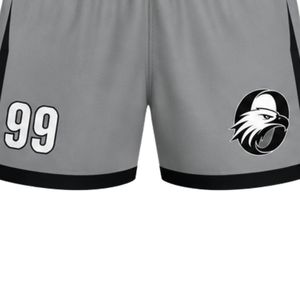 Shorts de handball gris sublimés pour hommes, bas de tenue de sport en polyester, vêtements d'équipe pour matchs et entraînements, performance athlétique - Product Image 6