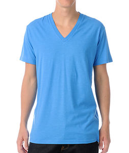 Nueva Camiseta de Cuello en V Personalizada al por Mayor para Hombre, 100% Algodón, Color Sólido, Transpirable, de Secado Rápido, Manga Corta, Alta Calidad - Product Image 3