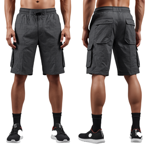 Pantalones Cortos de Nailon para Hombre, Estilo Urbano, con Gráficos de Cuadrícula y Bolsillos Funcionales - Product Image 3