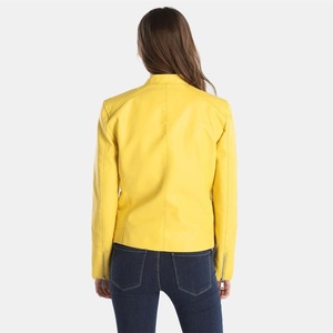 Women's Durable Sheep Skin <b>Leather</b> Denim <b>Jacket</b> with Plaid Pattern Eco-Friendly Protective Padding & Breathable <b>Leather</b> <b>Jackets</b> - Product Image 5