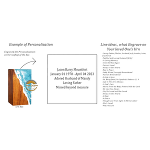 Ocean Inspired Resin & Natural Wood Cremation Urn Handmade Blue Wave Funeral Ashes <b>Box</b> by AYAANS - Product Image 5