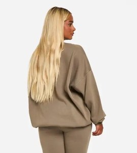 Conjunto Deportivo Casual de Dos Piezas para Mujer, Top de Manga Larga con Cuello Redondo y Pantalones Anchos, Fabricante de Conjuntos Deportivos con Logotipo Personalizado - Product Image 4