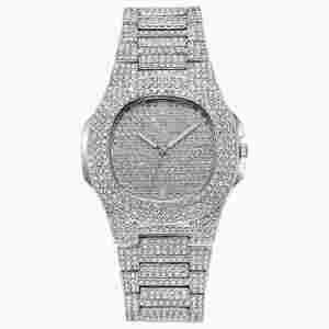 Best Selling Men's Luxury <b>Watch</b> Latest Hip Hop Design with Moissanite <b>Diamond</b> round Antique Dial ETA Movement Analog Display - Product Image 1