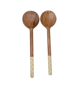 Cuillère/Fourchette en bois émaillée imprimée motif fraise, manche long, ustensiles de cuisine, ensembles de service à salade - Product Image 2