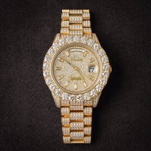 Reloj de Pulsera Unisex de Lujo, Moderno, Estilo Hip-Hop, con Diamantes, 41 mm, Aleación Bicolor, Escala Romana, Fecha, Mecánico, Grande - Product Image 4