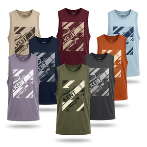 Camiseta sin mangas informal de algodón 100% transpirable y personalizada, con estampado serigrafiado, para hombre y mujer, estilo urbano, OEM, ODM, venta al por mayor, 180 - Product Image 1