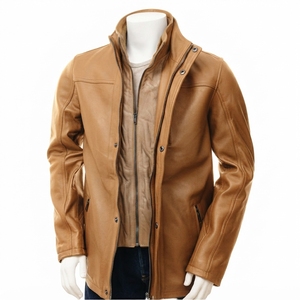 Chaqueta de Cuero para Hombre, Impermeable, Cortavientos, Transpirable, Lisa, con Cierre, Estilo Urbano, Personalizable - Product Image 1