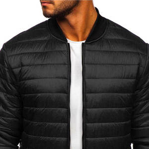 Chaqueta Bomber Acolchada Negra para Hombre, Cortavientos, Informal, para Otoño, Relleno de Poliéster, Corte Regular, Cuello Camisero, Cierre de Cremallera - Product Image 5