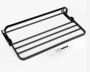Black Wall Mounted Bathroom Towel Rack with Hooks Metal Folding <b>Storage</b> Shelf for Towels Clothes and <b>Bath</b> Accessories - Product Image 1
