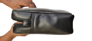 Bolsa de viaje con cremallera simple y clásica con logotipo personalizado, bolsa de almacenamiento de maquillaje de belleza, pequeña bolsa de cosméticos de cuero PU - Product Image 4