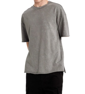 T-shirt en coton double couche surdimensionné et lourd pour hommes 100% coton DTG Print Boxy Design Top Tee Tops pour hommes - Product Image 1