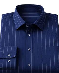 Camisa de Vestir para Hombre, Azul Marino a Rayas, Corte Entallado, Manga Larga, Cierre de Botones, Formal, Casual, para Oficina, Mezcla de Algodón, OEM, ODM, Logotipo Personalizado - Product Image 6