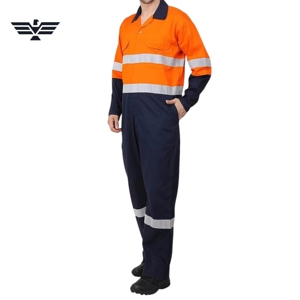 Overol de Seguridad Reflectante de Alta Visibilidad Unisex, Naranja Marino, Ropa de Trabajo Industrial, Cinta Reflectante, Manga Larga, Cómodo - Product Image 1