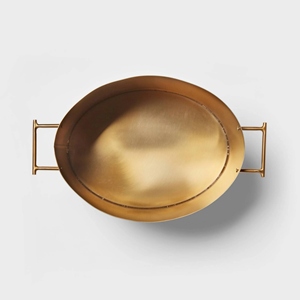 Modern Matte Gold Oval Galvanized Steel <b>Ice</b> Bucket With Unique Side Handles, Party Champagne Beer Beverage Tub For Serving - Product Image 3