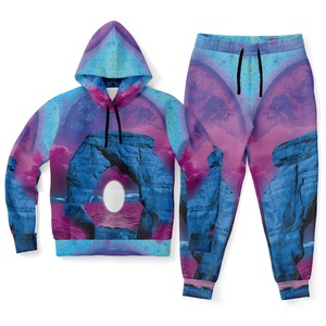 Men's Sublimation Printed Hooded Heavyweight Streetwear <b>Tracksuit</b> Breathable Quick-Dry Lightweight Elastic Waist Side Pockets - Product Image 3