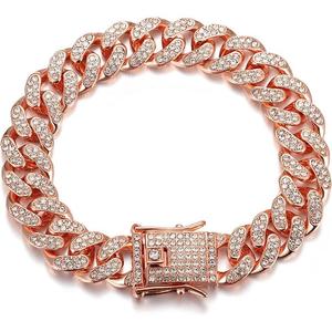 Pulsera de Eslabones Cubanos Chapada en Oro Rosa con Zirconias Iced Out, Joyería para Hombres y Mujeres, Ideal para Fiestas - Product Image 5