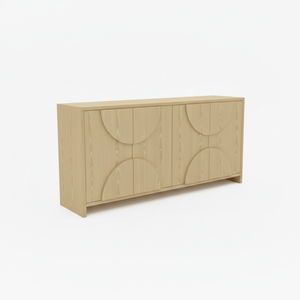 Aparador de Madera Moderno Semicircular con Panel de Media Luna, Mueble de Almacenamiento de Madera con Panel de Arco de 4 Puertas, Diseño de Arco Moderno - Product Image 2
