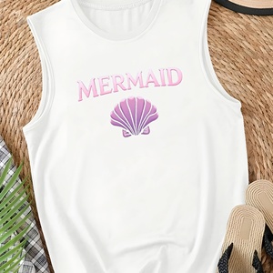 MERMAID con concha marina púrpura Chaleco casual para mujer - Product Image 4