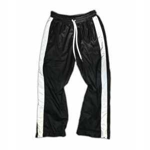 Pantalones de chándal de nailon acampanados estilo urbano con botones personalizados, pantalones cortavientos de nailon con rayas informales para hombre - Product Image 6
