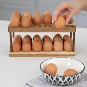 Rustic Wooden <b>Egg</b> Rack & Stirrer <b>Eco</b>-Friendly Farmhouse Storage Display Stand for Kitchen Countertop Dishwasher Safe - Product Image 1