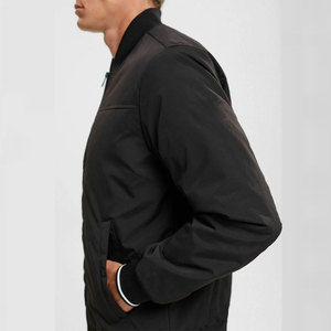 Men's Black Varsity Jacket Windproof <b>Covered</b> <b>Button</b> Closure O-Neck Collar Casual Style High Street Thick Winter Wear - Product Image 4