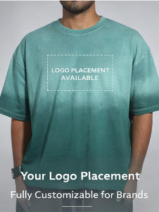 Camiseta de punto de algodón 100% de dos tonos, 280g, cuello redondo, estampada con serigrafía, estilo urbano, transpirable, de secado rápido, corte regular, al por mayor - Product Image 3