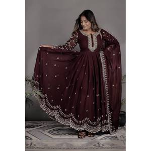 Hermoso vestido de fiesta Anarkali con diseño elegante de Dupatta XL tamaño Pent - Product Image 1