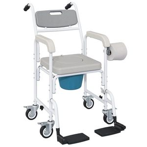Silla de Ruedas con Inodoro Gris para Personas Mayores, Equipo de Seguridad para el Baño Junto a la Cama para Ancianos - Product Image 1
