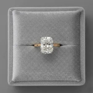 Bague de fiançailles et de mariage classique en or blanc 14 carats avec diamant de laboratoire 3,00 carats taille coussin, sertissage cathédrale, clarté VS1 - Product Image 6
