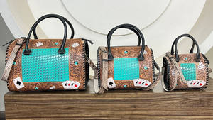 Bolso de Mano Pequeño de Cuero Repujado Estilo Western para Mujer, Bolso de Hombro de Diseño de Lujo, Bolso Tipo Barril, Mini Bolso de Viaje Premium - Product Image 6