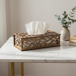 Wooden Printed Tissue And Napkin Organizer Container Box Premium Decorative <b>Storage</b> For Home Office Kitchen <b>Tabletop</b> Use - Product Image 4
