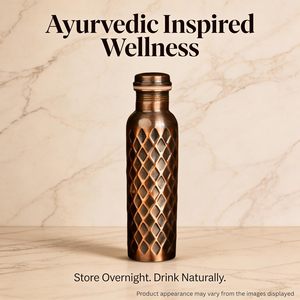 Designer Pure <b>Copper</b> <b>Bottle</b> with Antique Diamond Texture 1 Litre Leakproof <b>Copper</b> <b>Drinking</b> <b>Bottle</b> for Home Kitchen Office - Product Image 5
