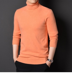 เสื้อสเวตเตอร์คอเต่าแขนยาวทรงเข้ารูปสำหรับผู้ชายลายเรียบสีพื้นสำหรับฤดูใบไม้ร่วง - Product Image 4