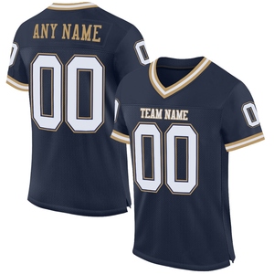 Wholsale Direct OMMIZ INDUSTRY Custom Navy <b>Gold</b> <b>Mesh</b> Authentic Football Jersey - Product Image 6