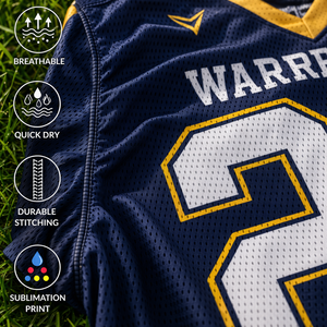 เสื้อฟุตบอลอเมริกันแบบกำหนดเองสำหรับทีมและลีก ผ้าโพลีเอสเตอร์แห้งเร็ว ระบายอากาศได้ดี พร้อมปักชื่อและหมายเลขผู้เล่นตามสั่ง - Product Image 3